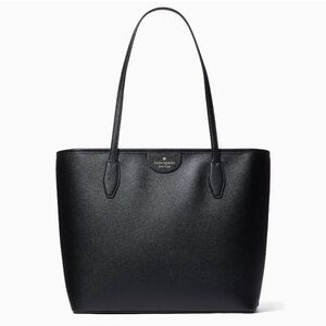 Kate Spade Lori Tote Bag Large Genuine Leather Zipper Top Structured In Black
